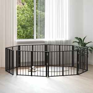 Pasja vrata 8 pcs Črna 80 x 60 cm Cinkana jeklena