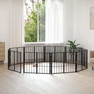 Pasja vrata 10 pcs Črna 80 x 60 cm Cinkana jeklena