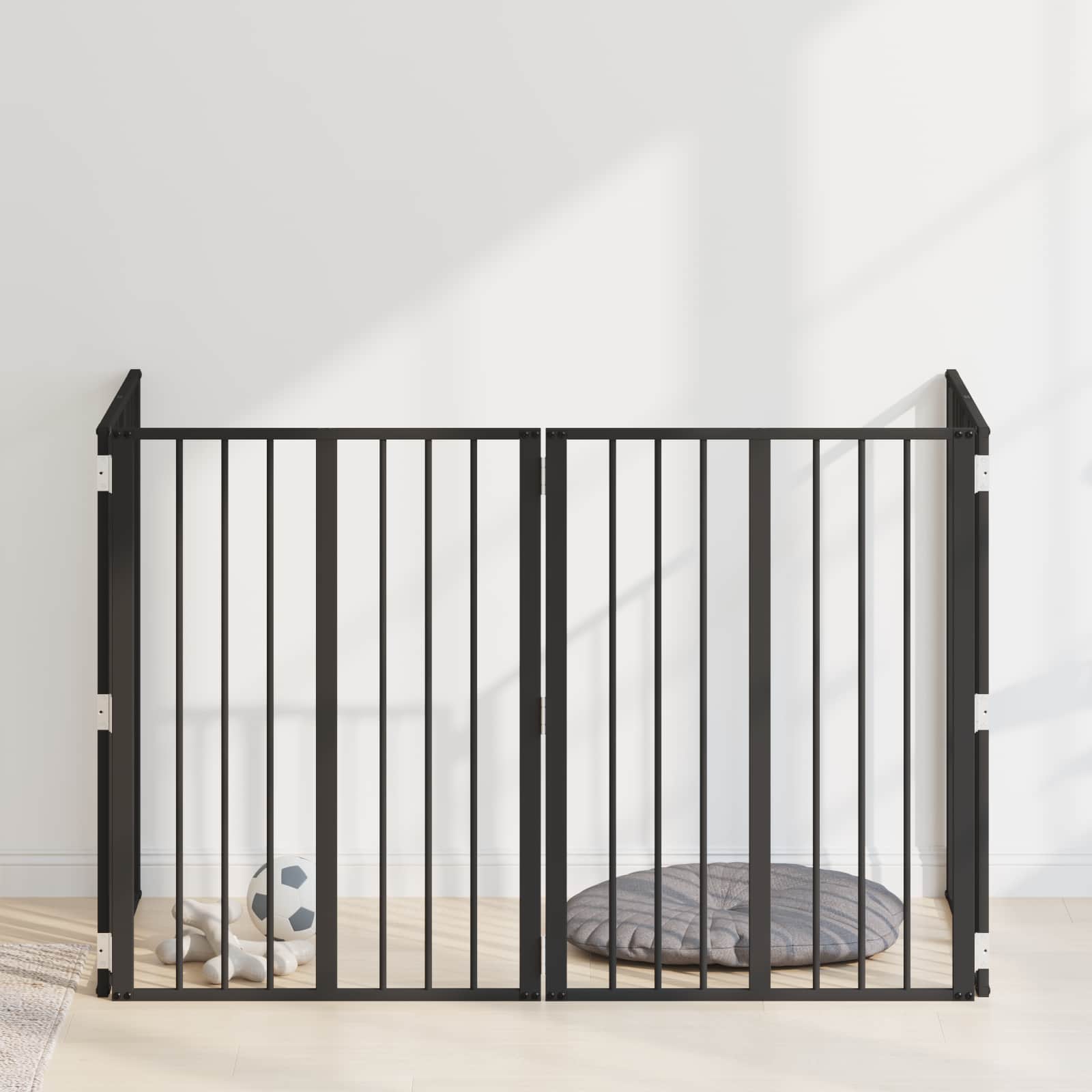 vidaXL Poartă pentru câini 4 pcs Negru 60 x 80 cm Oțel Galvanizat