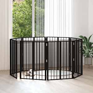 Pasja vrata 8 pcs Črna 60 x 80 cm Cinkana jeklena