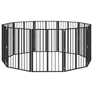 Psí brána 10 pcs Černý 60 x 80 cm Pozinkovaná ocel - obrázek 2