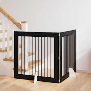 Vrata za pse z stojali 2 pcs Črni hrast 100 x 100 cm