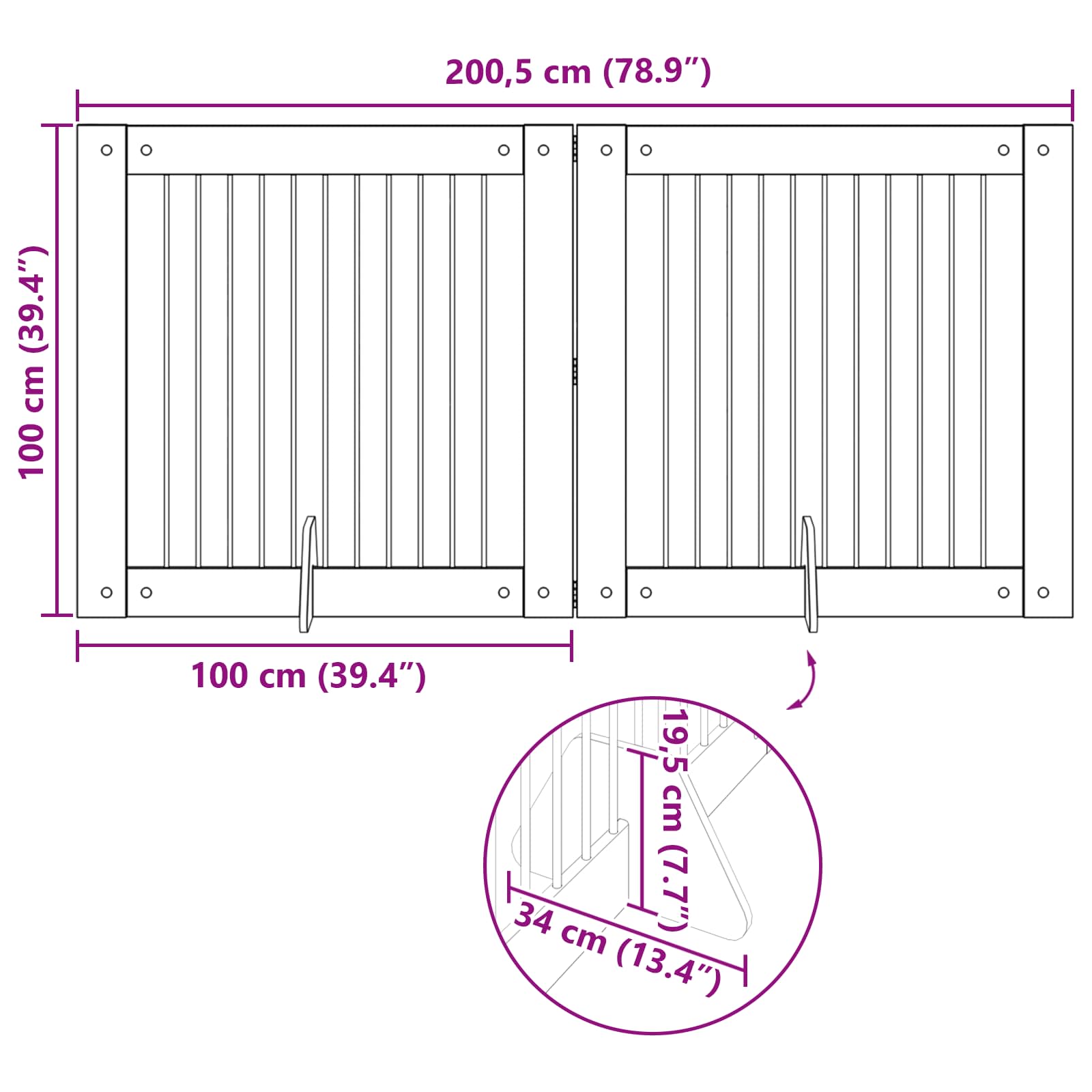Vrata za pse z stojali 2 pcs Sonoma hrast 100 x 100 cm - slika 10