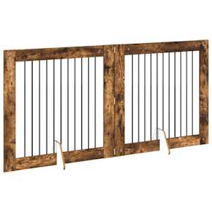 Skládací psí brána se stojany 2 pcs Kouřový dub 200,5 cm - obrázek 3
