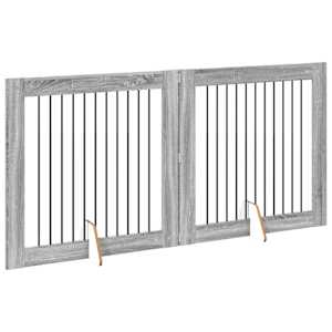 Skládací psí brána se stojany 2 pcs Šedá sonoma 200,5 cm - obrázek 3