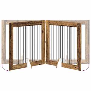 Zábrana pro psy se stojany 2 pcs Staré dřevo 100 x 100 cm - obrázek 8