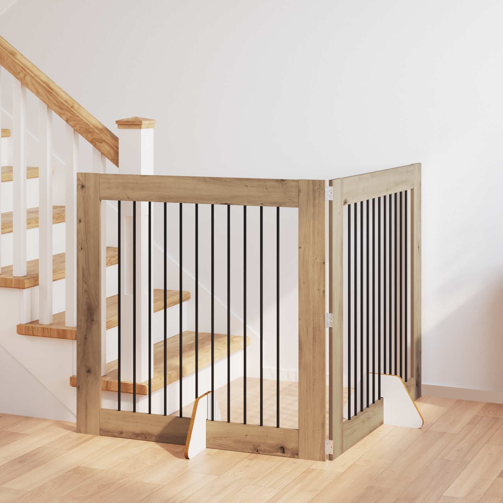 vidaXL Poartă pentru câini cu suporturi 2 pcs Stejar Artizanal
