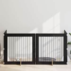 Vrata za pse z stojali 4 pcs Črni hrast 100 x 100 cm