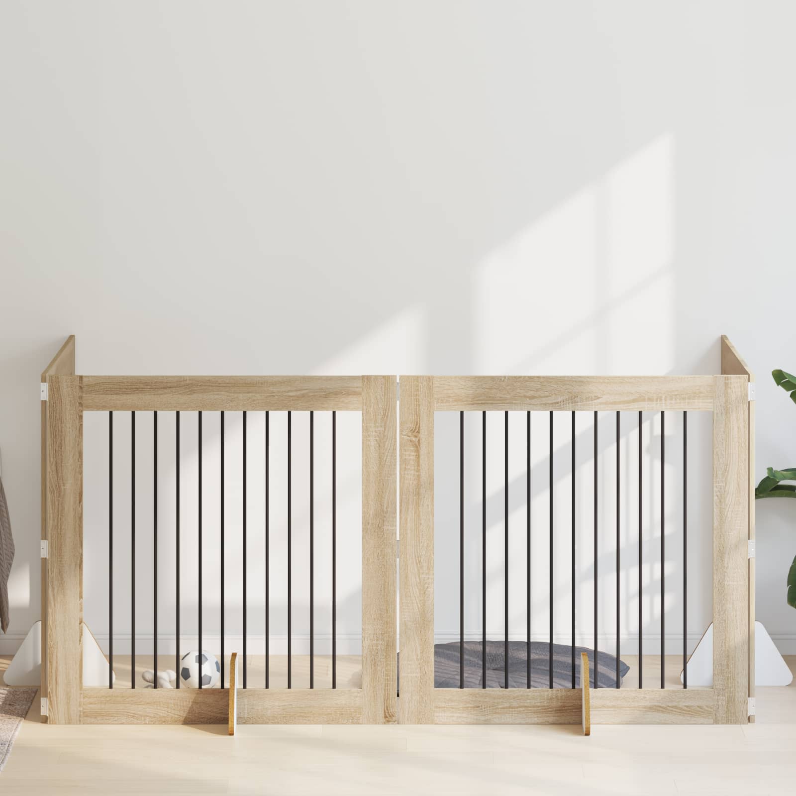 vidaXL Poartă pentru câini cu suporturi 4 pcs Stejar Sonoma