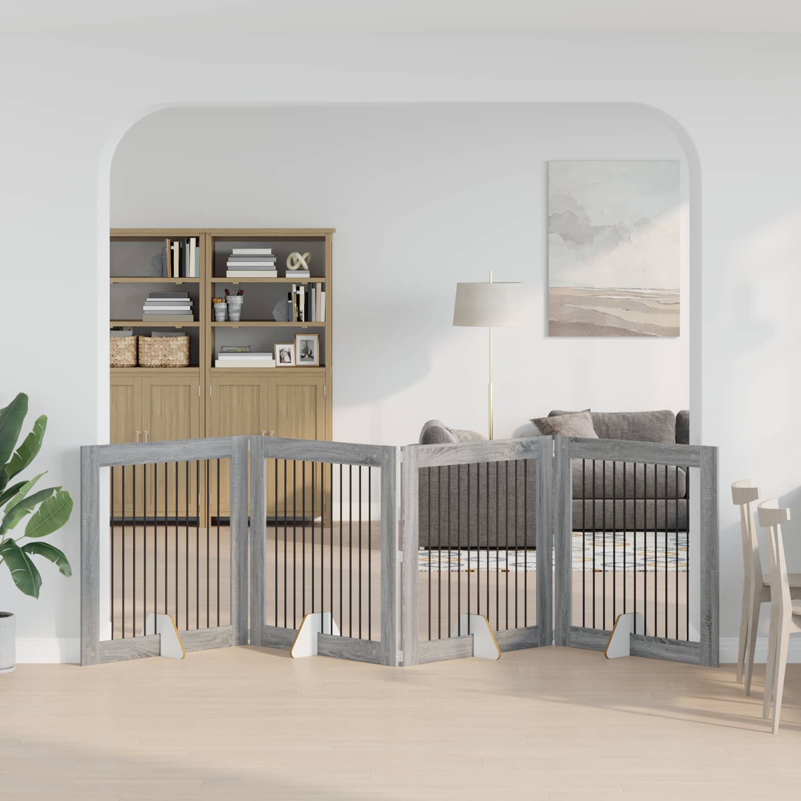 Hondenhekje met standaards 4 pcs Grijs sonoma 100 x 100 cm image 3