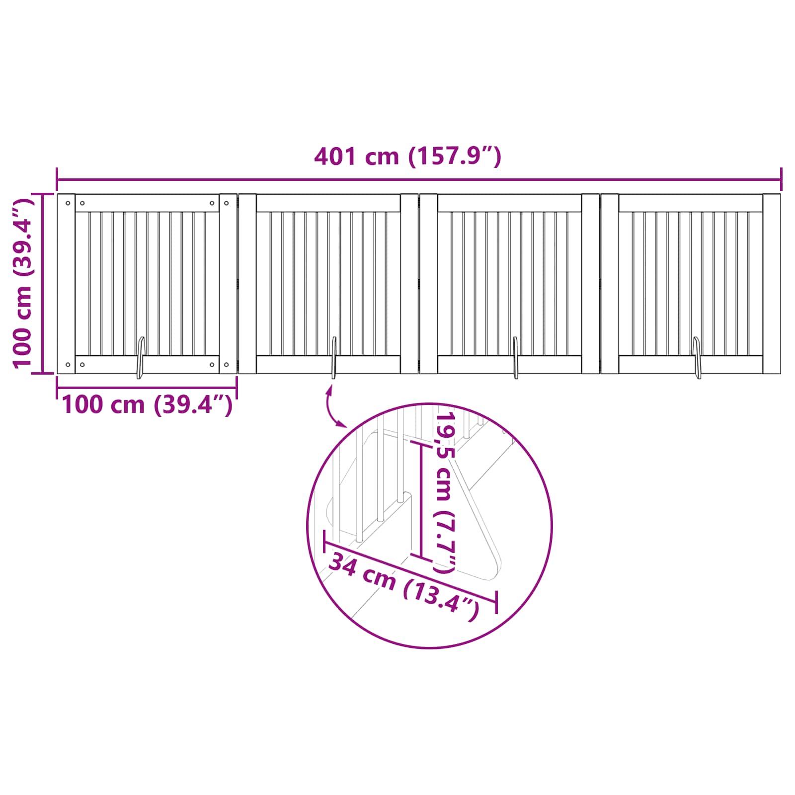 Hondenhekje met standaards 4 pcs Grijs sonoma 100 x 100 cm image 10