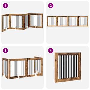 Skládací psí brána se stojany 4 pcs Staré dřevo 401 cm - obrázek 7