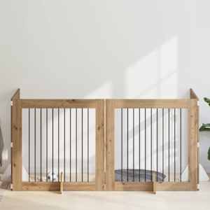 Vrata za pse z stojali 4 pcs Artisan hrast 100 x 100 cm