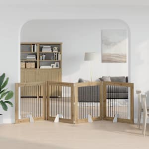 Zložljivo pasje vrata s stojali 4 pcs Artisan hrast 401 cm