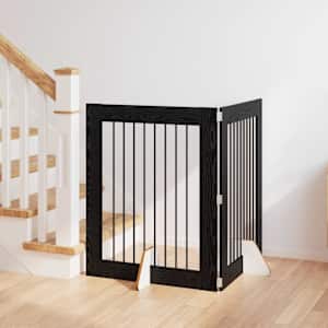 Vrata za pse z stojali 2 pcs Črni hrast 80 x 100 cm