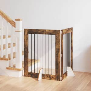 Vrata za pse z stojali 2 pcs Dimljen hrast 80 x 100 cm