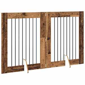 Skládací psí brána se stojany 2 pcs Staré dřevo 160,5 cm - obrázek 3