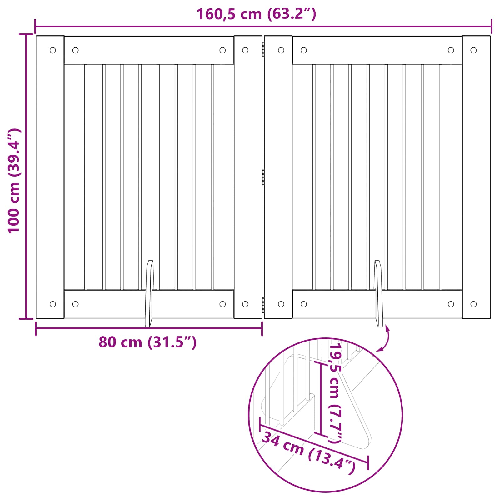 Vrata za pse z stojali 2 pcs Artisan hrast 80 x 100 cm - slika 10