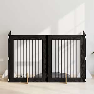 Vrata za pse z stojali 4 pcs Črni hrast 80 x 100 cm
