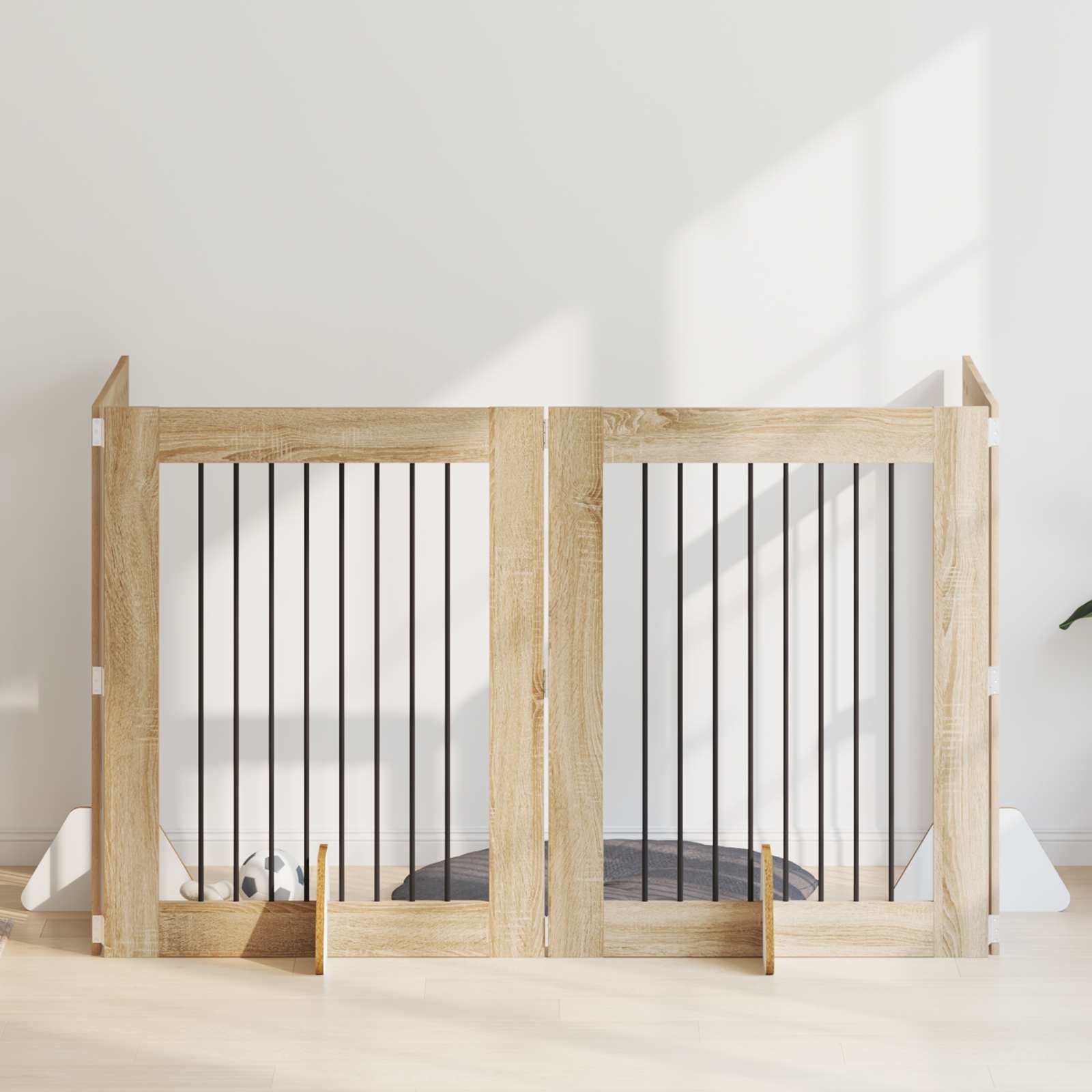 vidaXL Poartă pentru câini cu suporturi 4 pcs Stejar Sonoma