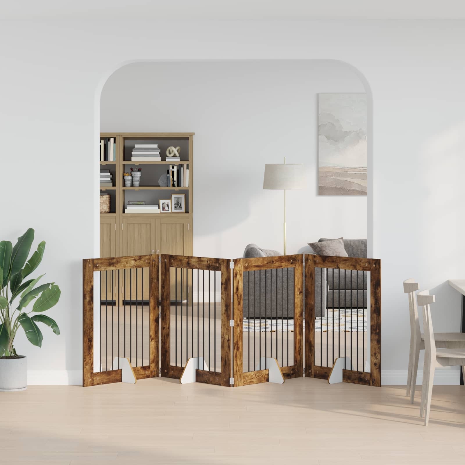 Hondenhekje met standaards 4 pcs Gerookt eiken 80 x 100 cm image 3