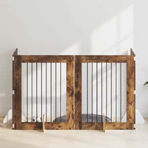Vrata za pse z stojali 4 pcs Dimljen hrast 80 x 100 cm