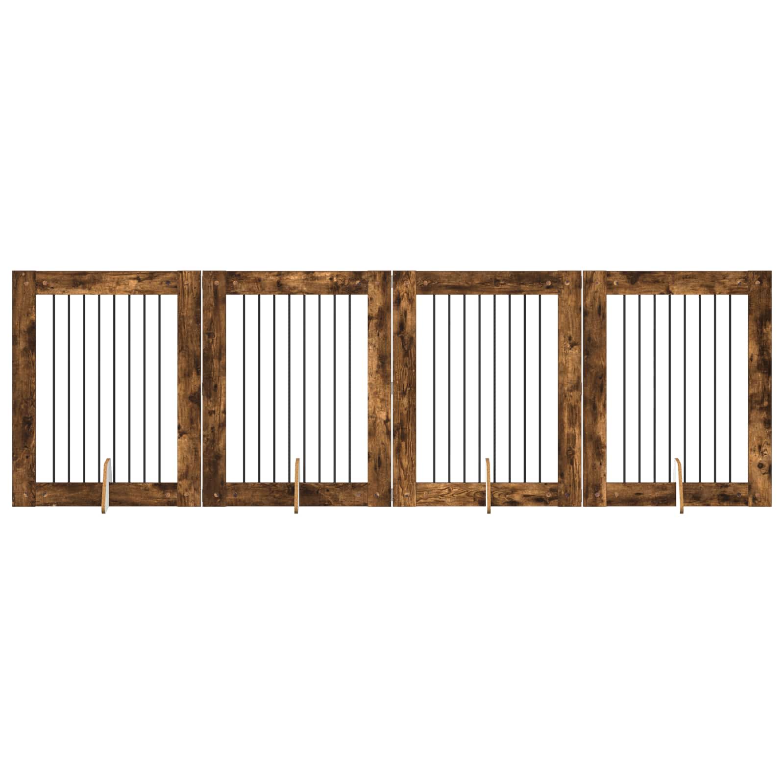 Hondenhekje met standaards 4 pcs Gerookt eiken 80 x 100 cm image 2