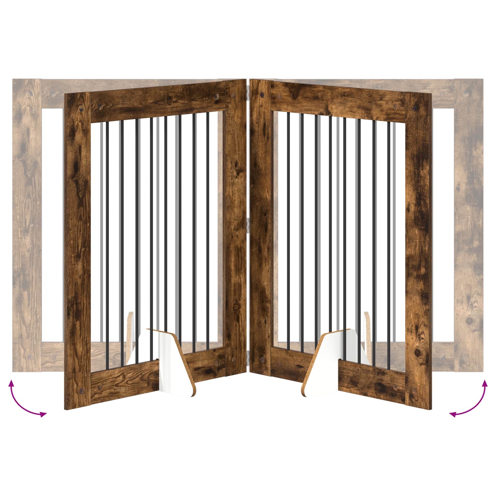 Hondenhekje met standaards 4 pcs Gerookt eiken 80 x 100 cm image 8