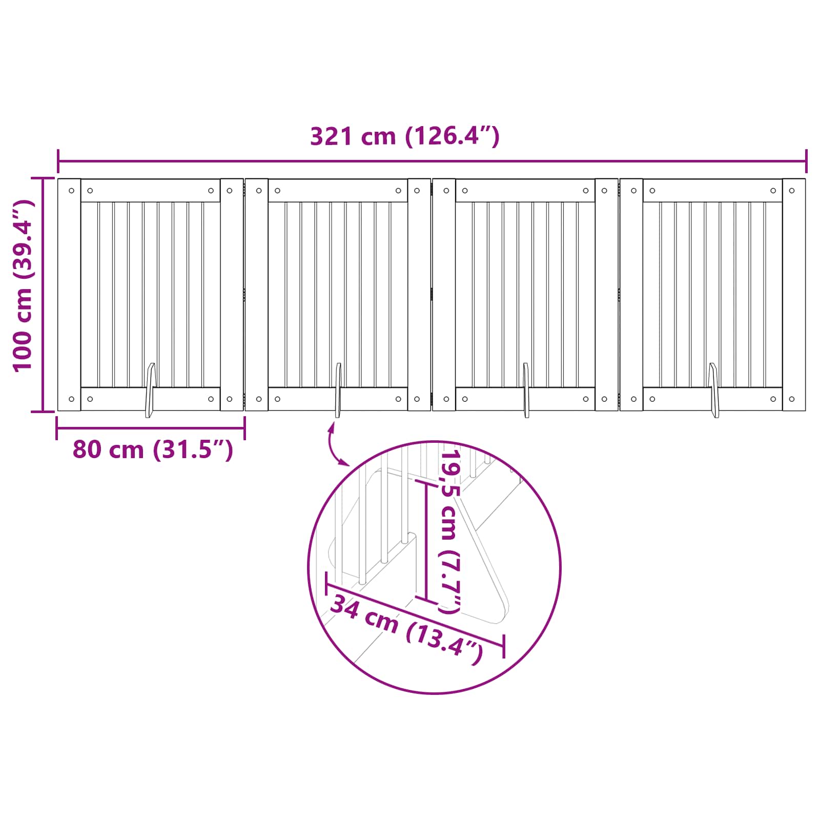 Hondenhekje met standaards 4 pcs Gerookt eiken 80 x 100 cm image 10