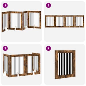 Skládací psí brána se stojany 4 pcs Kouřový dub 321 cm - obrázek 7