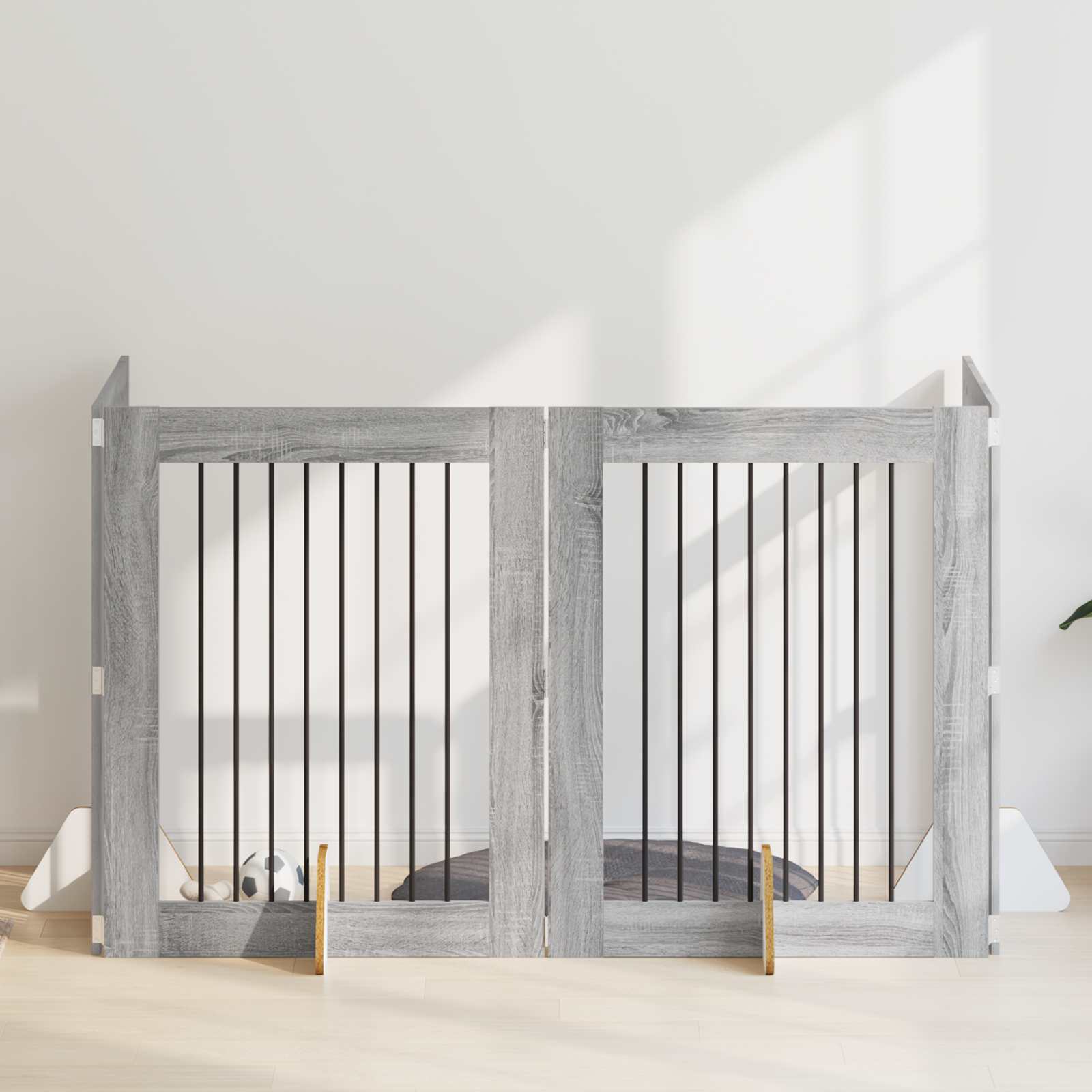 Hondenhekje met standaards 4 pcs Grijs sonoma 80 x 100 cm image 1