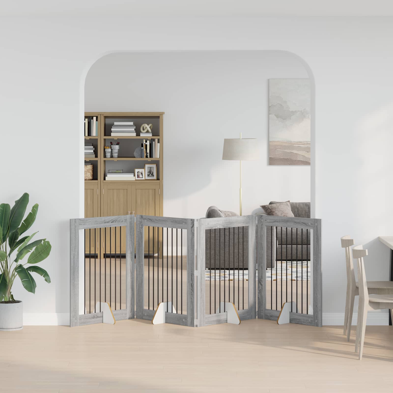 Hondenhekje met standaards 4 pcs Grijs sonoma 80 x 100 cm image 3