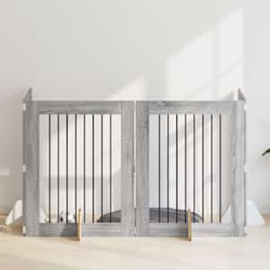 Vrata za pse z stojali 4 pcs Siva Sonoma 80 x 100 cm