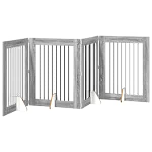 Skládací psí brána se stojany 4 pcs Šedá sonoma 321 cm - obrázek 2