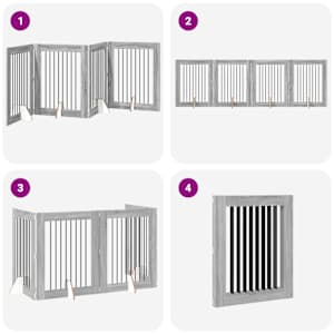 Skládací psí brána se stojany 4 pcs Šedá sonoma 321 cm - obrázek 7