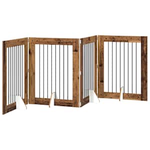 Skládací psí brána se stojany 4 pcs Staré dřevo 321 cm - obrázek 2