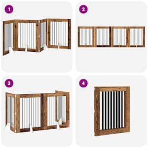 Skládací psí brána se stojany 4 pcs Staré dřevo 321 cm - obrázek 7