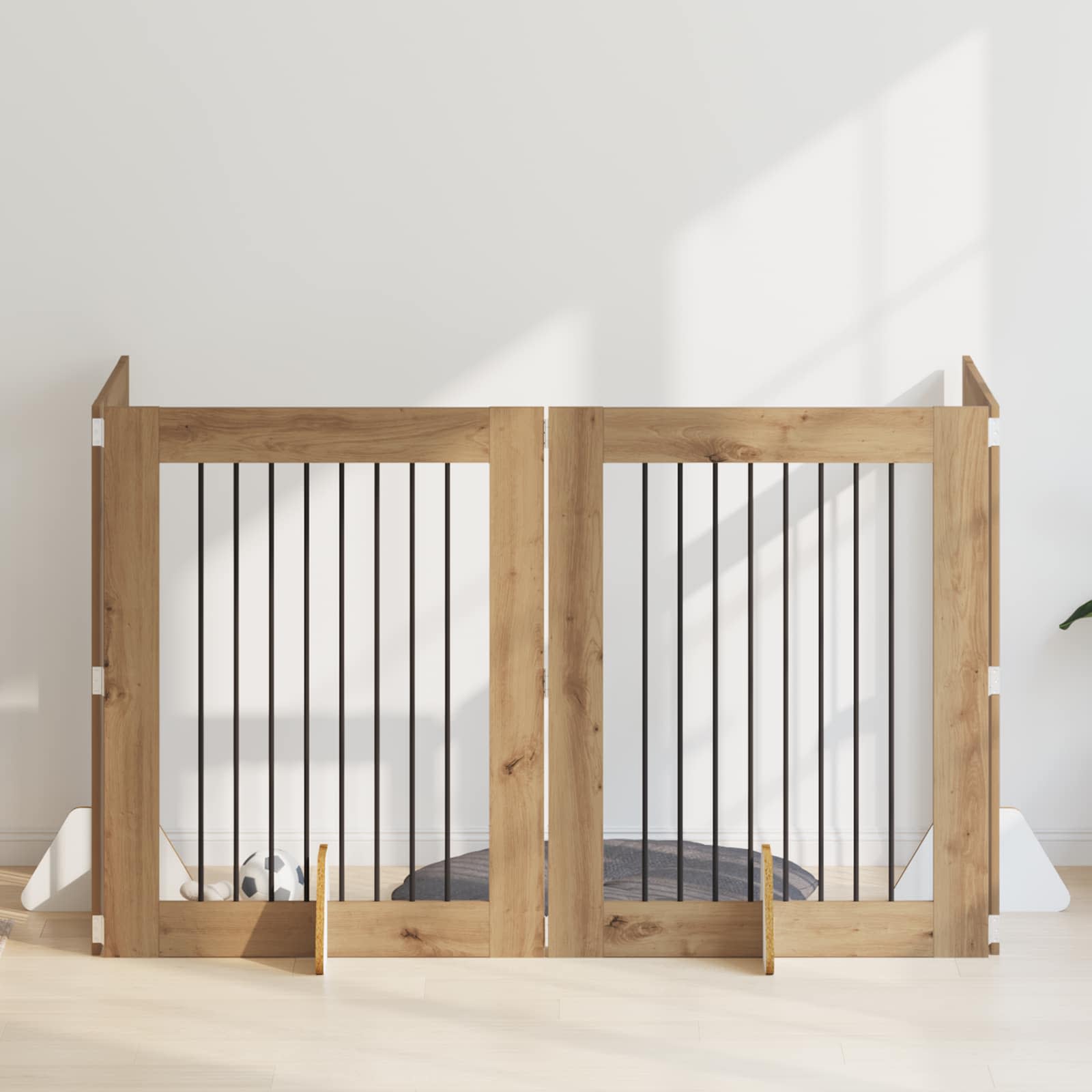 vidaXL Poartă pentru câini cu suporturi 4 pcs Stejar Artizanal