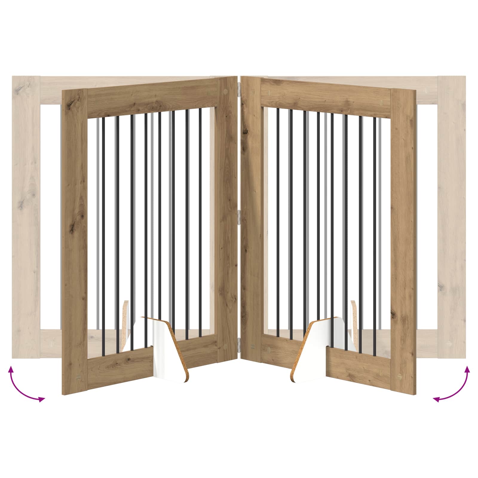 Vrata za pse z stojali 4 pcs Artisan hrast 80 x 100 cm - slika 8