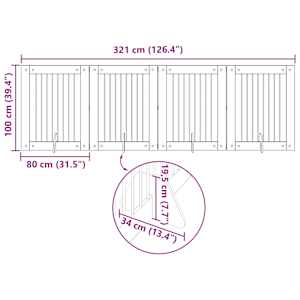 Skládací psí brána se stojany 4 pcs Dub artisan 321 cm - obrázek 10
