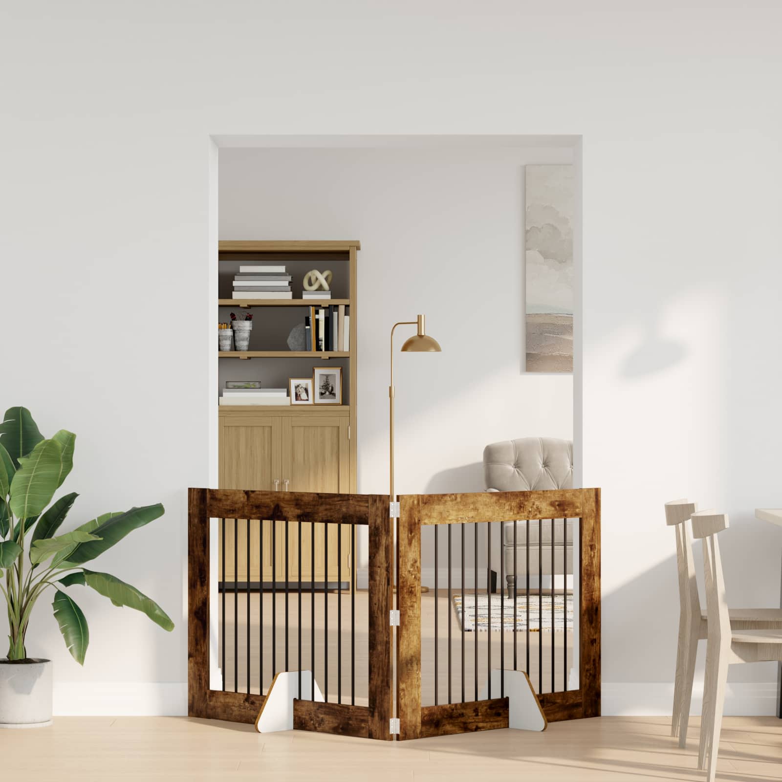 Hondenhekje met standaards 2 pcs Gerookt eiken 100 x 80 cm image 3