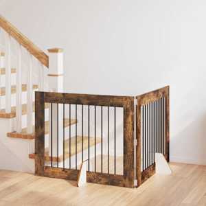 Vrata za pse z stojali 2 pcs Dimljen hrast 100 x 80 cm