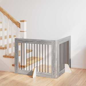 Vrata za pse z stojali 2 pcs Siva Sonoma 100 x 80 cm