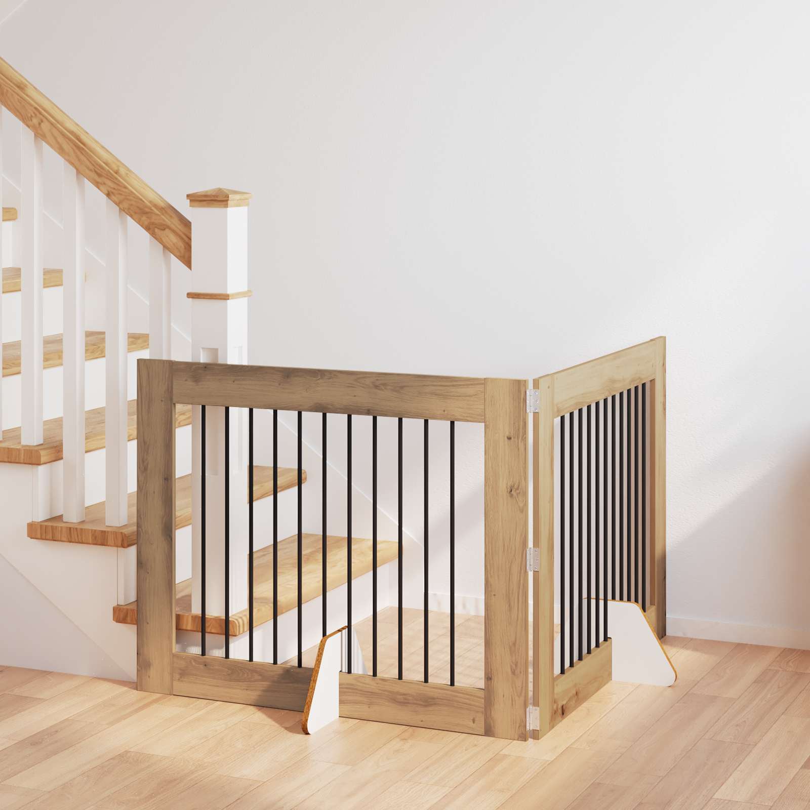 vidaXL Poartă pentru câini cu suporturi 2 pcs Stejar Artizanal