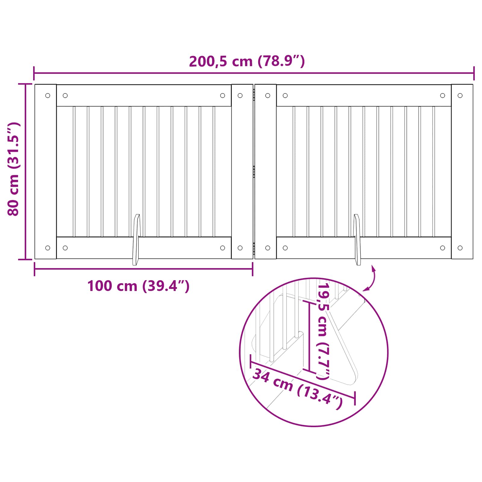 Vrata za pse z stojali 2 pcs Artisan hrast 100 x 80 cm - slika 10