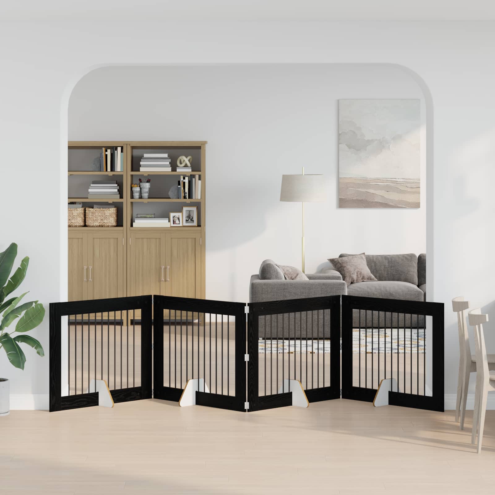 Hondenhekje met standaards 4 pcs Zwart eiken 100 x 80 cm image 3