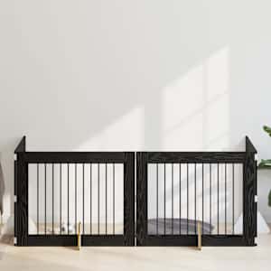 Vrata za pse z stojali 4 pcs Črni hrast 100 x 80 cm