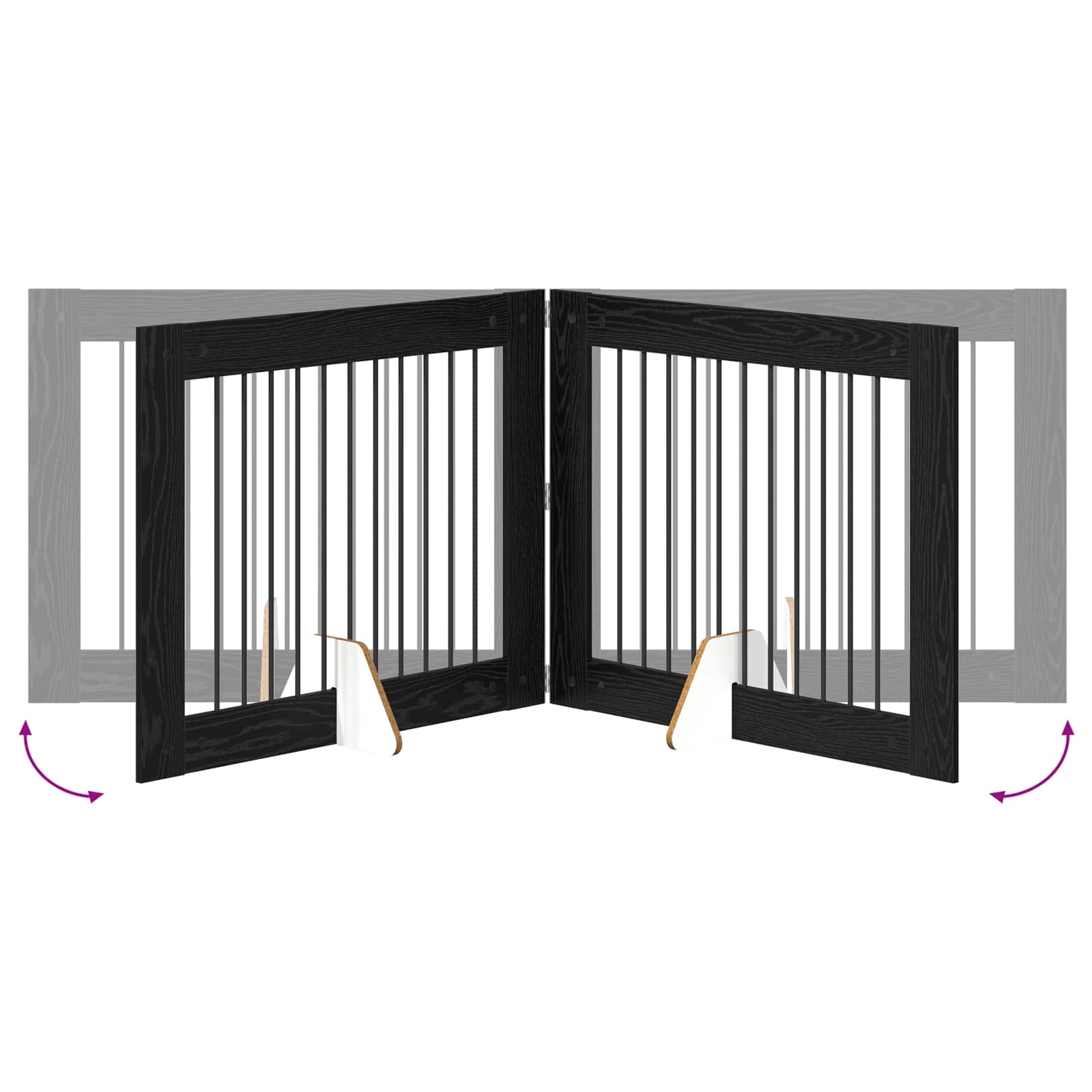 Hondenhekje met standaards 4 pcs Zwart eiken 100 x 80 cm image 8