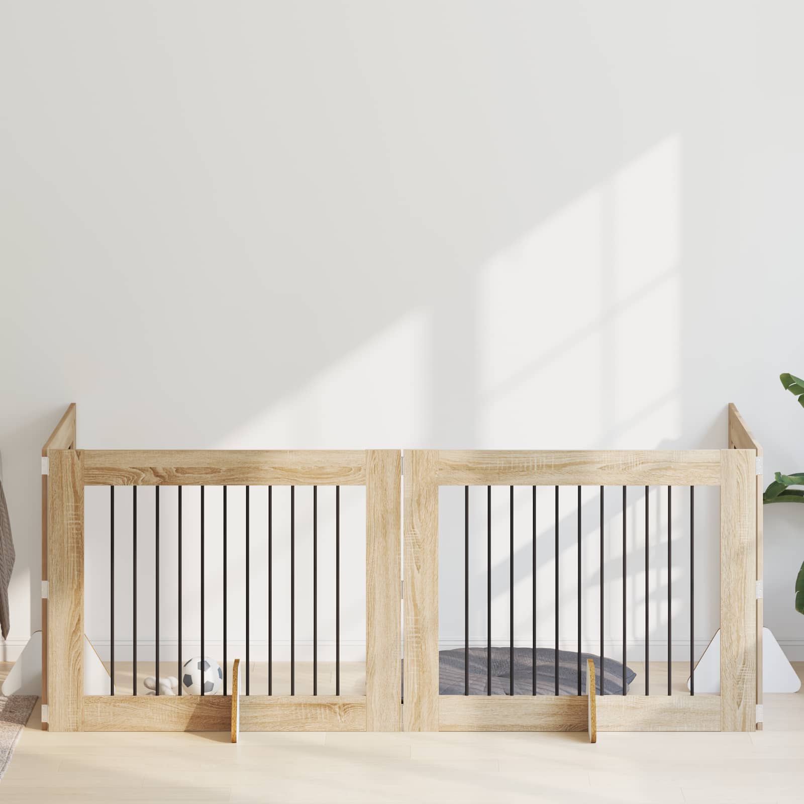 vidaXL Poartă pentru câini cu suporturi 4 pcs Stejar Sonoma