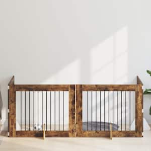 Vrata za pse z stojali 4 pcs Dimljen hrast 100 x 80 cm